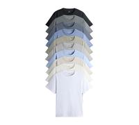 THE SET Homme T-Shirt Standard à Manches Courtes en Coton mélangé, Lot de 10 Black/Grey/Brown/White 3X-Large