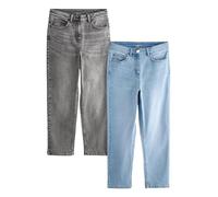 THE SET - Jean Femme - Coupe Droite, Noir et Bleu (Lot de 2) Gris/Bleu Clair 42