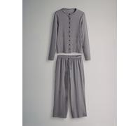 The Set The Set 2 Pack Button Through Long Sleeve Top and Drawstring Trousers Co-Ord Set Stripe