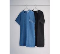 The Set The Set 2 Pack Denim T-Shirt Mini Dresses Mid Blue/Black Mid Blue/Black EU 36 (UK 8)
