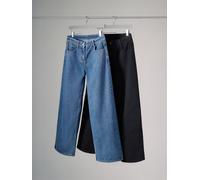The Set The Set 2 Pack Denim Wide Leg 100% Cotton Jeans Black/Mid Blue