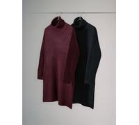 The Set The Set 2 Pack Knitted Roll Neck Dresses Burgundy Red/Black Burgundy Red/Black M (EU 40-42)
