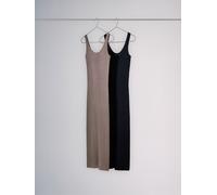 The Set The Set 2 Pack Knitted Sparkle Effect Sleeveless Maxi Dress Black/Plum Black/Plum L (EU 44-46)
