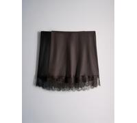 The Set The Set 2 Pack Satin Crepe Lace Hem Mini Skirt Black/Chocolate Brown Black/Chocolate Brown M (EU 40-42)