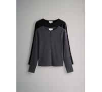 The Set The Set 2 Pack Soft Touch Ribbed Long Sleeve Cardigan Black/Grey