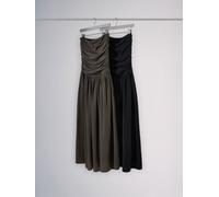 The Set The Set 2 Pack Strapless Ruched Bandeau Jersey Maxi Dresses Black/Brown