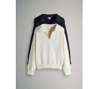 The Set The Set 2 Pack Trophy Neck Long Sleeve Sweat Tops Navy/Cream