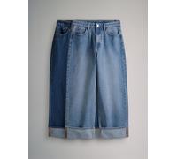 The Set The Set 2 Pack Wide Leg Turn Up Hem Jeans Mid Blue/Dark Blue