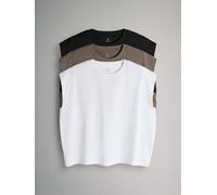 The Set The Set 3 Pack Cap Sleeve T-Shirt Black/Chocolate Brown/White