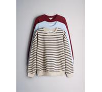 The Set The Set 3 Pack Drop Arm Crew Neck Sweat Tops Red/Blue/Stripe