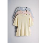 The Set The Set 3 Pack Fine Knit Peplum T-Shirt Pastel Yellow/Blue/Pink