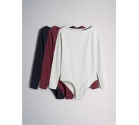 The Set The Set 3 Pack Long Sleeve Bodysuits Burgundy Red/Navy Blue/Light Grey