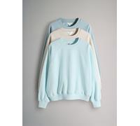 The Set The Set 3 Pack Raglan Sleeve Crew Neck Sweat Top Blue/Light Blue/Cream