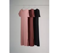 The Set The Set 3 Pack Ribbed Midi Dresses Black/Mauve Pink/Light Pink Black/Mauve Pink/Light Pink XS (EU 34)