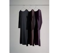 The Set The Set 3 Pack Scoop Back Ribbed Bodycon Dress Black/Plum Purple/Chocolate Brown Black/Plum Purple/Chocolate Brown L (EU 44-46)