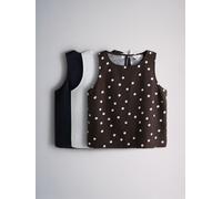 The Set The Set 3 Pack Shell Tops With Linen Navy Blue/Plum Spot/White