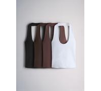 The Set The Set 4 Pack Halterneck Vests Black/Browns/White