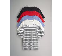 The Set The Set 5 Pack Relaxed T-Shirts Navy Blue/Blue/Red/Cream/Navy & White Stripe