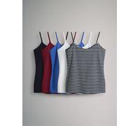 The Set The Set 5 Pack Thin Strap Vest Tops Navy/Red/White/Blue/Stripe