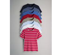 The Set The Set 8 Pack Ribbed Short Sleeve T-Shirts Navy/Blue/Red/Light Green/White/Stripe