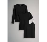 The Set The Set Black 3 Pack Multi Style Jersey Essential Long Sleeve T-Shirt and Cami Vest Set
