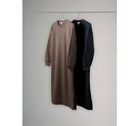 The Set The Set Black / Brown 2 Pack Crew Neck Long Sleeve Jersey Dress Black / Brown xsmall
