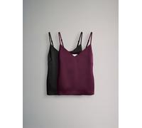 The Set The Set Black/Burgundy Red 2 Pack Satin Cami Tops