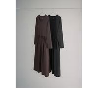 The Set The Set Black/Chocolate Brown 2 Pack Long Sleeve Jersey Woven Mix Dresses Black/Chocolate Brown large