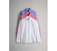 The Set The Set Blue Stripe/Pink Stripe/White 3 Pack Cotton Poplin Button Through Shirts Blue Stripe/Pink Stripe/White X-Small