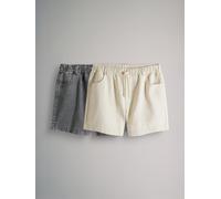 The Set The Set Ecru/Washed Grey 2 Pack Pull On Loose Denim Shorts Ecru/Washed Grey EU 48 (UK 20)