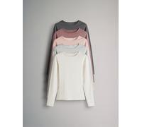 The Set The Set Light Grey/Light Pink/Slate Grey/Cream/Mauve Pink 5 Pack Long Sleeve Crew Neck T-Shirts