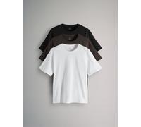 The Set The Set Short Sleeve 3 Pack Relaxed Short Sleeved 100% Cotton T-Shirts Black/Chocolate Brown/White