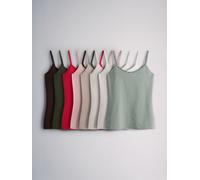 The Set The Set The Set 8 Pack Cami Vests Khaki Green/Pink/Red/Neutral/Brown/Stripe