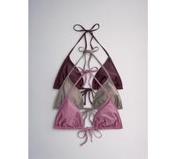 The Set The Set Triangle 3 Pack Bikini Tops Brown/Pink/Grey