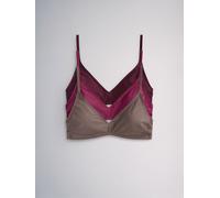 The Set The Set Triangle 3 Pack Cropped Bikini Tops Plum/Grey