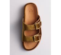 The Set The Set Velvet Double Strap Slip On Footbed Sandals Olive Green