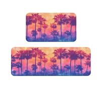 The Setting Sun and Tall Trees Lot de 2 tapis de cuisine rembourrés confortables pour décoration d'intérieur, évier, tapis de cuisine antidérapants et lavables (43,2 x 119,2 cm + 43,2 x 76,2 cm)