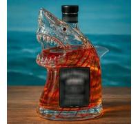 The Shark Bouteille à whisky en verre transparent en forme d'animal gravé Cadeau pour les amateurs de whisky homme/papa/mari (A) (01)