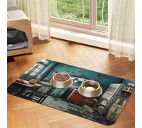 The Shark in The Background of The Old Kitchen Tapis d'alimentation pour chien et chat en cuir absorbant la nourriture pour gamelle d'eau Imperméable sans taches Séchage rapide Antidérapant 60 x 40 cm