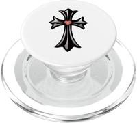 The Shine Pink Heart Silver Cross PopSockets PopGrip pour MagSafe