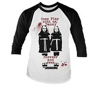The Shining Officiellement sous Licence Come Play Baseball T-Shirt Manches Longue (Blanc/Noir), Large