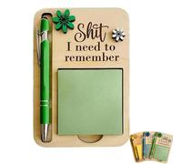 The Shit I Need to Remember Porte-notes autocollantes, distributeur de notes autocollantes en bois avec stylo à bille, le cadeau parfait pour votre collègue le plus oublieux et vous-même (GREEN)