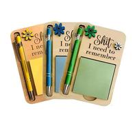 The Shit I Need to Remember Porte-notes autocollantes, distributeur de notes autocollantes en bois avec stylo à bille, le cadeau parfait pour votre collègue le plus oublieux et vous-même (3PCS)