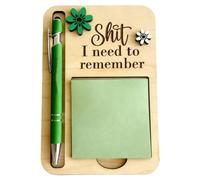 The Shit I Need to Remember Porte-Notes Autocollantes, Support De Bloc-Notes De Bureau Amusant avec Stylo, Petits Rappels, Porte-Notes Autocollantes Sarcastique(Green)