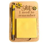 The Shit I Need to Remember Porte-Notes Autocollantes, Support De Bloc-Notes De Bureau Amusant avec Stylo, Petits Rappels, Porte-Notes Autocollantes Sarcastique(Yellow)