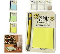 The Shit I Need to Remember Sticky Note Holder,Funny Wooden Memo Pad Organizer,Little Reminders Sticky Note Holder Gift for Your Most Forgetful Coworker,Desktop Message Board (Yellow)