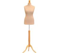 The Shopfitting Shop Mannequin buste de couture taille 38/40 Pour couturiers, étudiants en mode Couleur crème avec base en bois clair