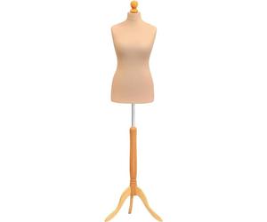 The Shopfitting Shop Mannequin buste de couture taille 38/40 Pour couturiers, étudiants en mode Couleur crème avec base en bois clair