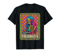 The Side Eye Retro Squelette Vibrant Checkered Attitude Art T-Shirt