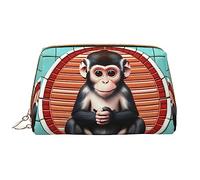 The Silent Monkey Grande trousse de maquillage portable en cuir PVC, fermeture éclair, trousse de toilette, sac de voyage, blanc, taille unique, blanc, Taille unique